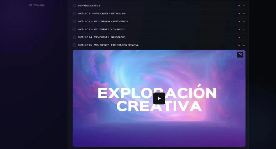 A lesson expanded in place inside the list, with its video player.