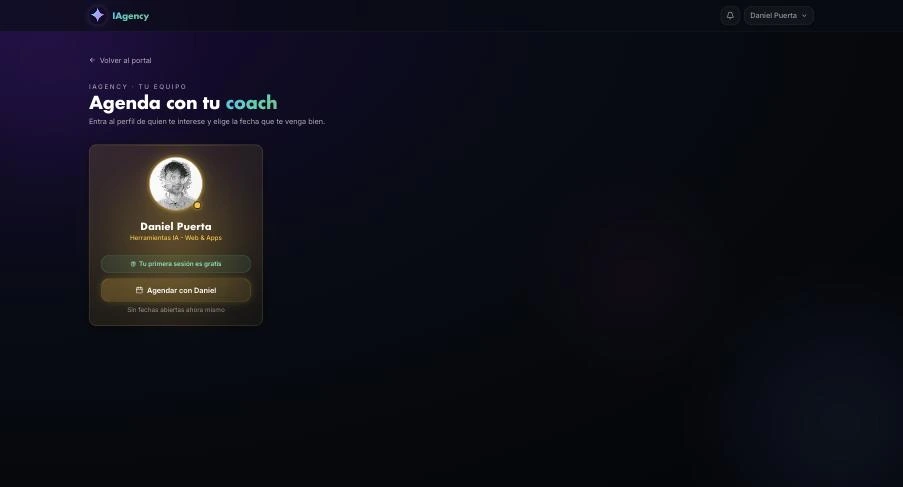 List of published coaches, with photo, speciality and a note about the first session being free.
